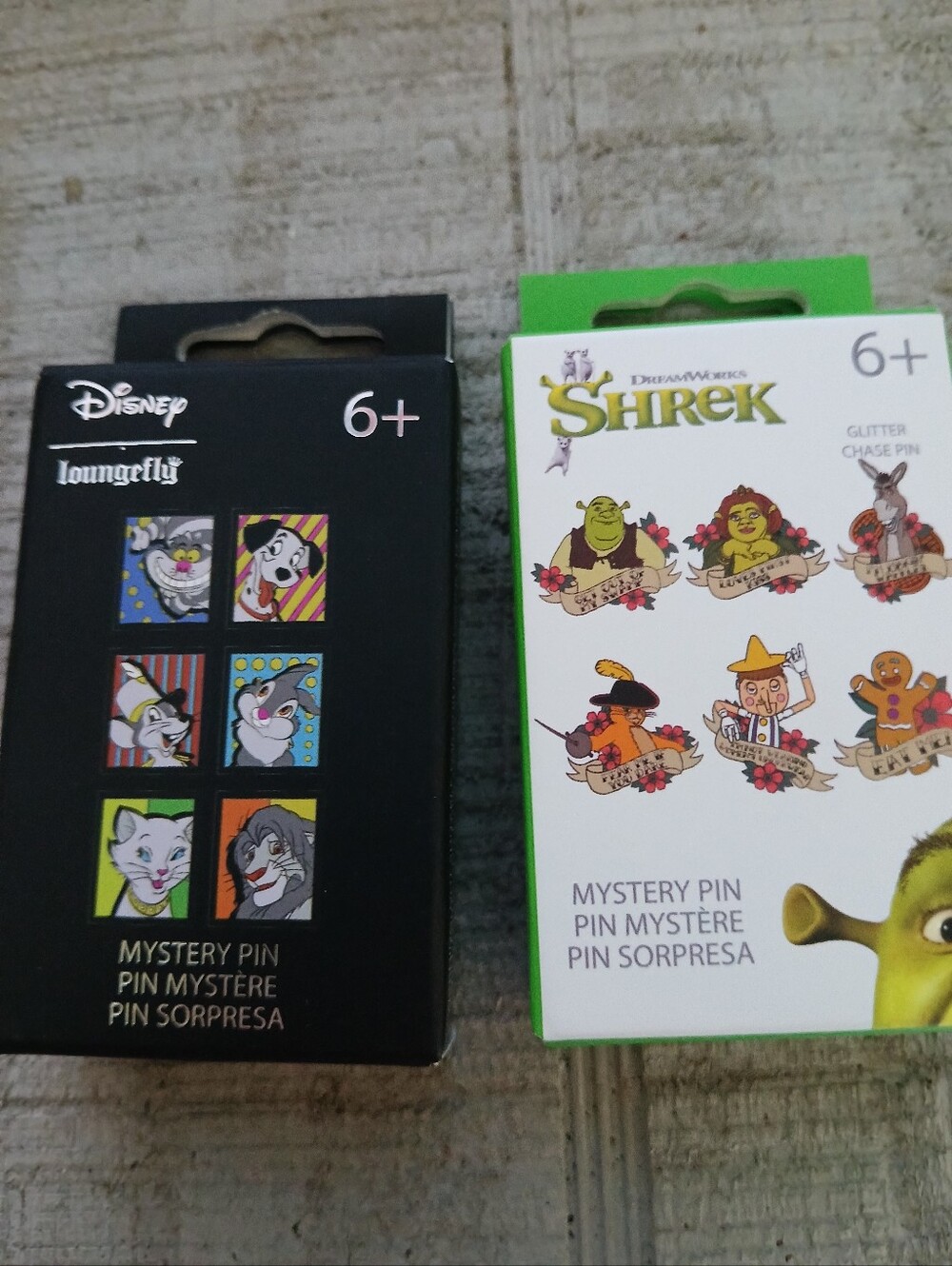 NWT DISNEY LOUNGEFLY  SHRRK AND ANIMALS BLINDBOX PINS..SET OF 2 AS SHOWN